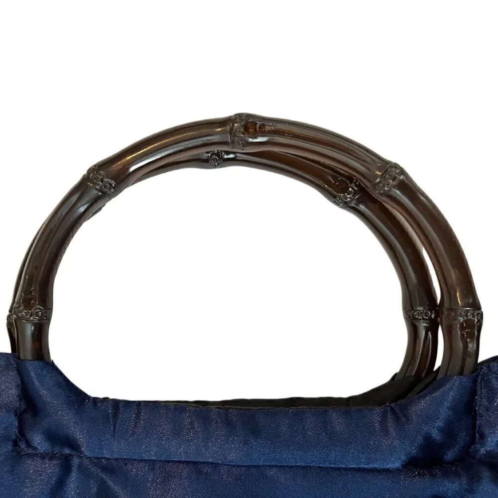 Asian Style Satchel Handbag, Navy